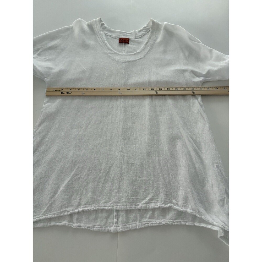 OH MY GAUZE Lana Top Size 1 S/M White Artsy Lagenlook Fairy Beach Ruched Sleeves - Picture 10 of 15